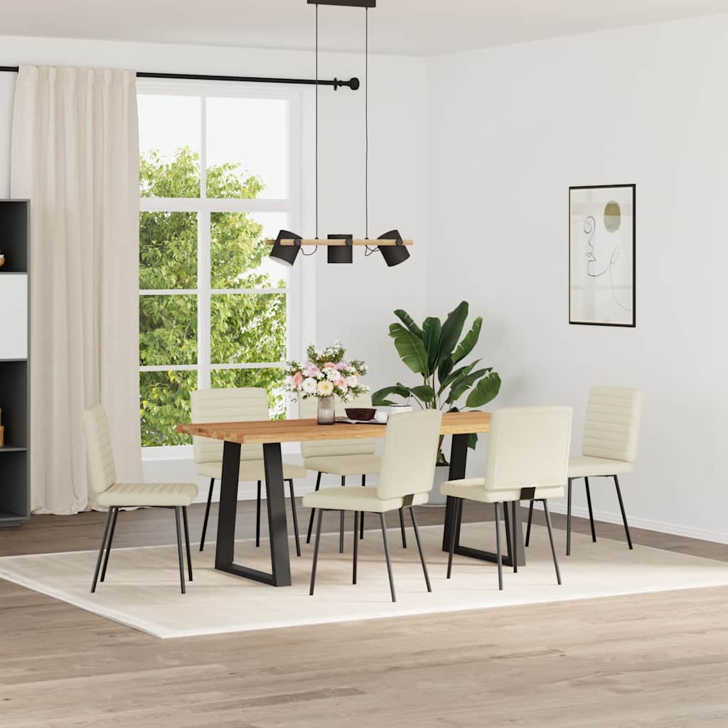 vidaXL Scaune sufragerie 6 buc., crem, piele ecologică