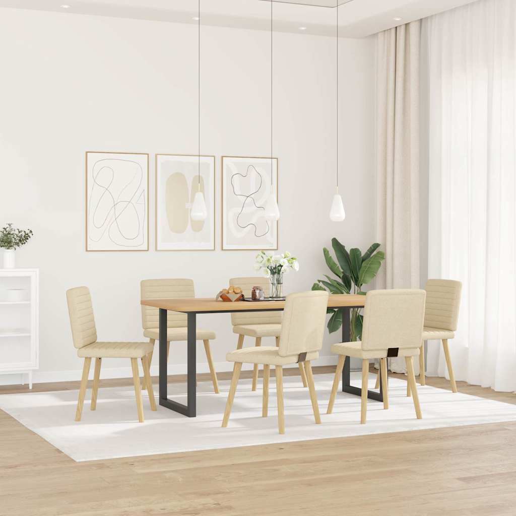 vidaXL Scaune de sufragerie, 6 buc., crem, țesătură vidaXL Scaune de sufragerie, 6 buc., crem, țesătură