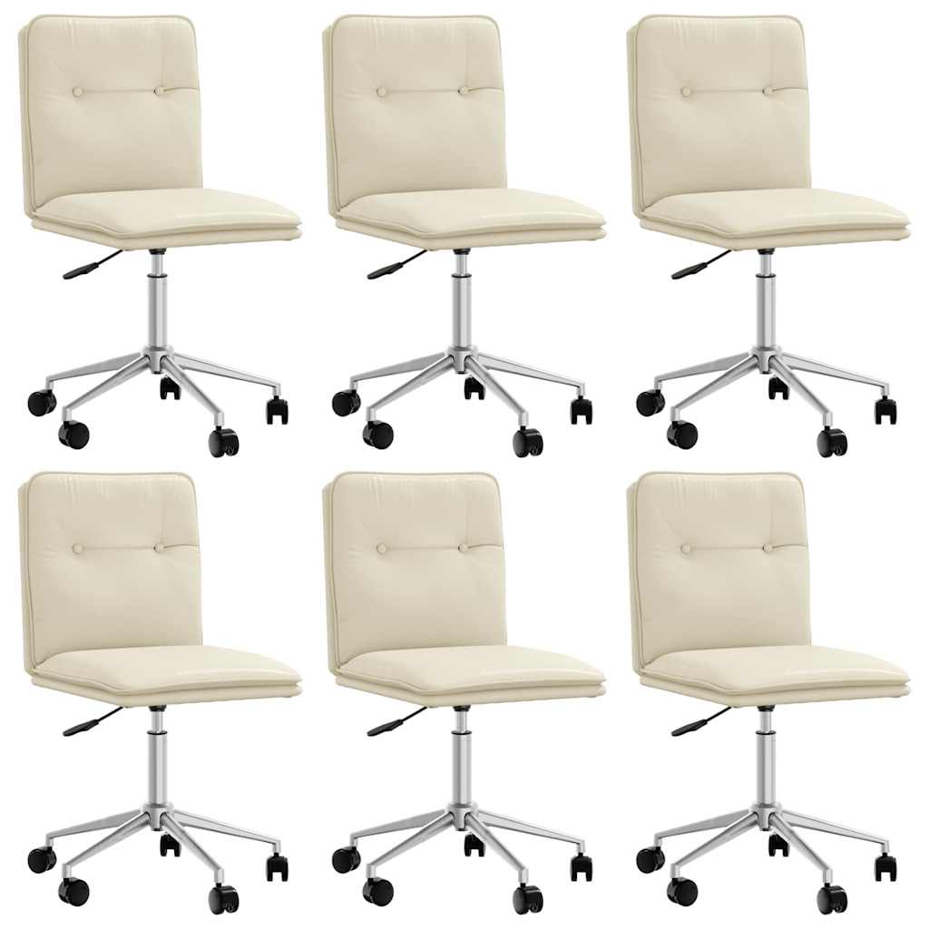 vidaXL Scaune sufragerie 6 buc., crem, piele ecologică