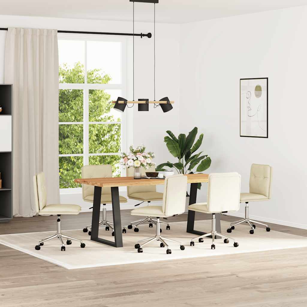 vidaXL Scaune sufragerie 6 buc., crem, piele ecologică