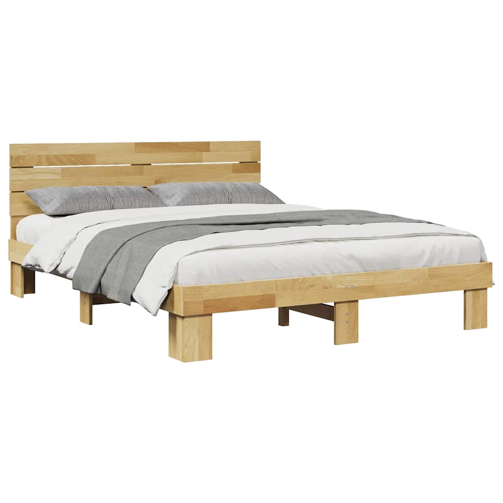 vidaXL Cadru de pat cu tăblie fără saltea 160x200 cm lemn masiv stejar