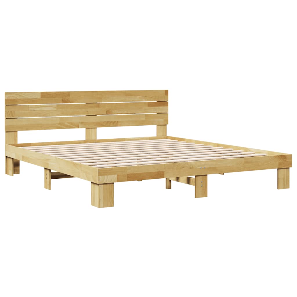 vidaXL Cadru de pat cu tăblie fără saltea 180x200 cm lemn masiv stejar