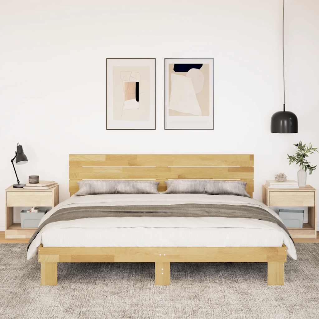 vidaXL Cadru de pat cu tăblie fără saltea 180x200 cm lemn masiv stejar