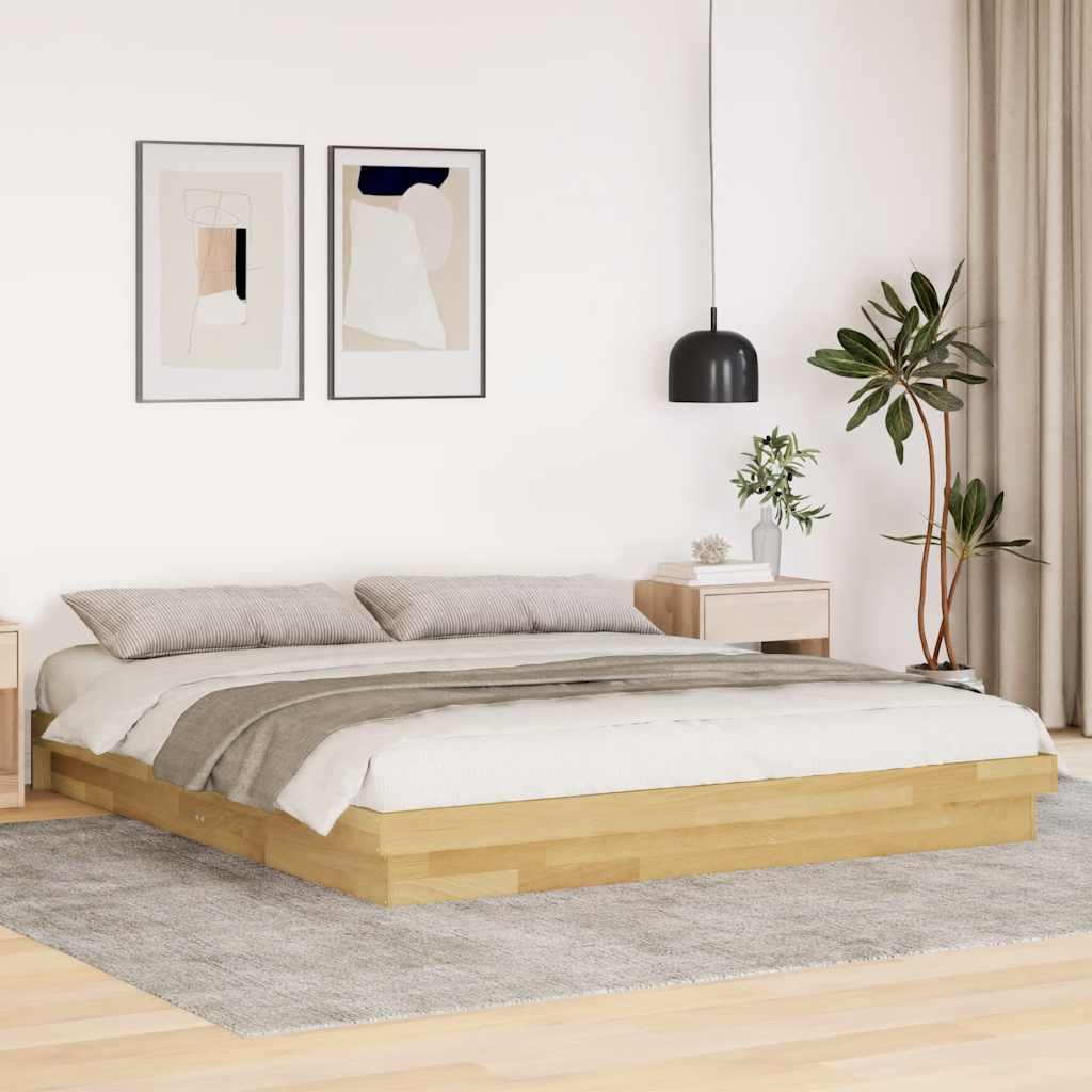 vidaXL Cadru de pat fără saltea 200x200 cm din lemn masiv de stejar vidaXL Cadru de pat fără saltea 200x200 cm din lemn masiv de stejar