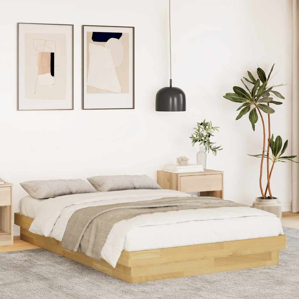 vidaXL Cadru de pat fără saltea 120x200 cm din lemn masiv de stejar vidaXL Cadru de pat fără saltea 120x200 cm din lemn masiv de stejar
