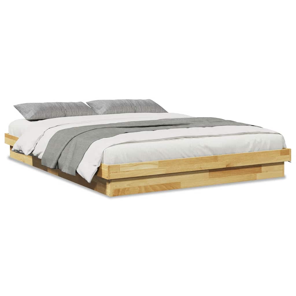 vidaXL Cadru de pat fără saltea 135x190 cm din lemn masiv de stejar vidaXL Cadru de pat fără saltea 135x190 cm din lemn masiv de stejar