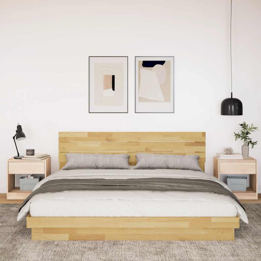 vidaXL Cadru de pat cu tăblie fără saltea 200x200 cm lemn masiv stejar