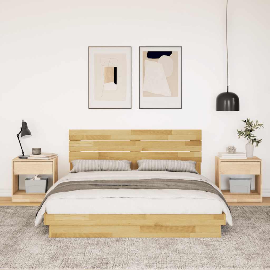 vidaXL Cadru de pat cu tăblie fără saltea 150x200 cm lemn masiv stejar