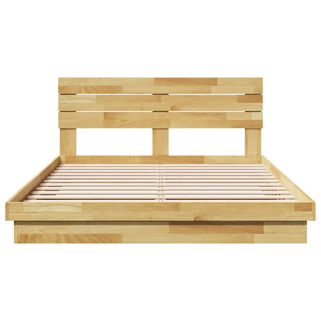 vidaXL Cadru de pat cu tăblie fără saltea 135x190 cm lemn masiv stejar