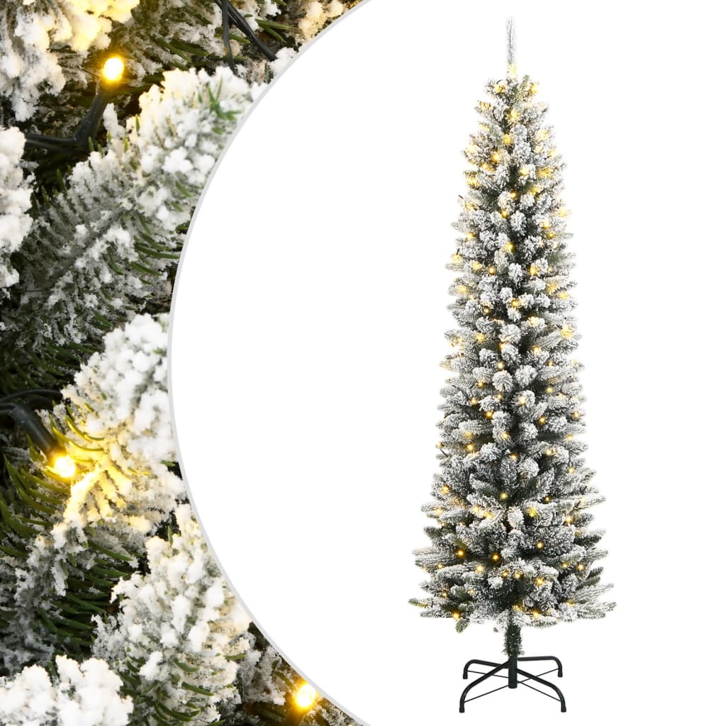 vidaXL Brad de Crăciun artificial 150 LED-uri și zăpadă, 150 cm vidaXL Brad de Crăciun artificial 150 LED-uri și zăpadă, 150 cm