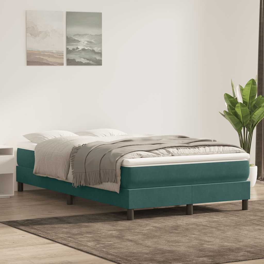 vidaXL Pat cu arcuri fără saltea verde închis 120x210 cm catifea vidaXL Pat cu arcuri fără saltea verde închis 120x210 cm catifea