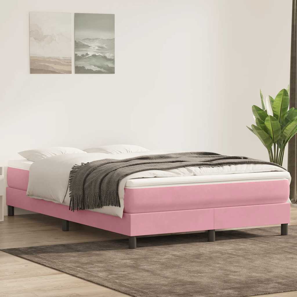 vidaXL Pat cu arcuri fără saltea roz 140x210 cm catifea vidaXL Pat cu arcuri fără saltea roz 140x210 cm catifea