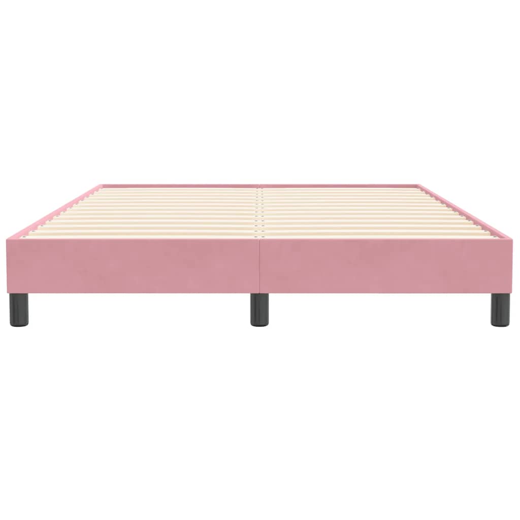 vidaXL Pat cu arcuri fără saltea roz 140x210 cm catifea vidaXL Pat cu arcuri fără saltea roz 140x210 cm catifea