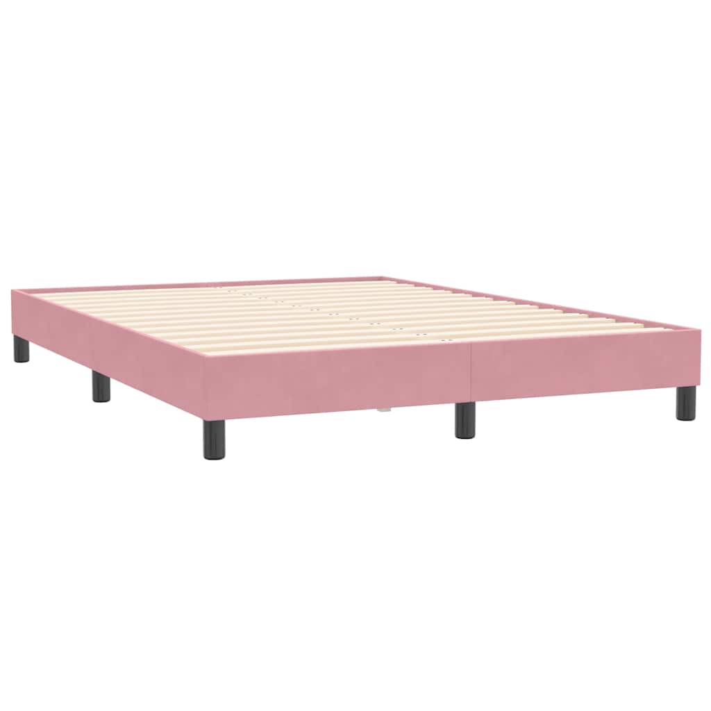 vidaXL Pat cu arcuri fără saltea roz 140x210 cm catifea vidaXL Pat cu arcuri fără saltea roz 140x210 cm catifea