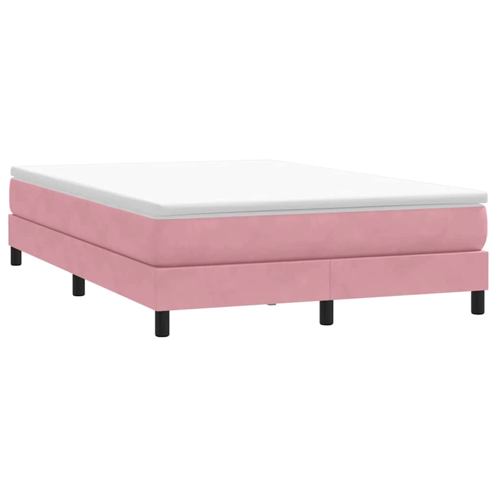 vidaXL Pat cu arcuri fără saltea roz 140x210 cm catifea vidaXL Pat cu arcuri fără saltea roz 140x210 cm catifea