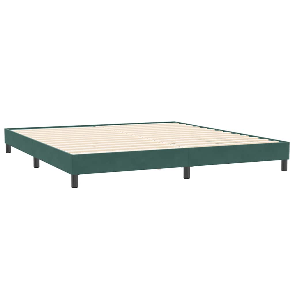 vidaXL Pat cu arcuri fără saltea verde închis 200x210 cm catifea vidaXL Pat cu arcuri fără saltea verde închis 200x210 cm catifea