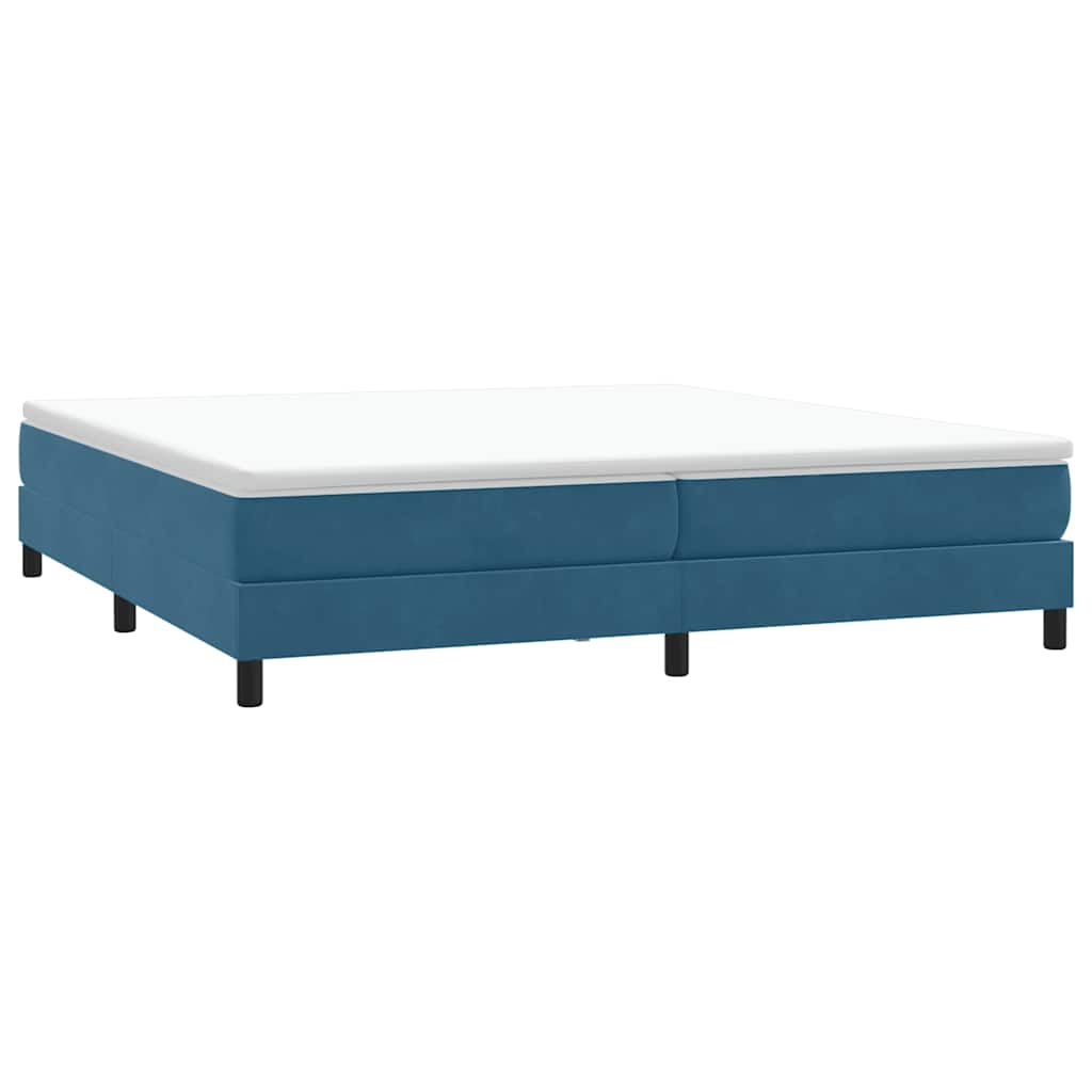 vidaXL Pat cu arcuri fără saltea Albastru închis 200x210 cm catifea vidaXL Pat cu arcuri fără saltea Albastru închis 200x210 cm catifea