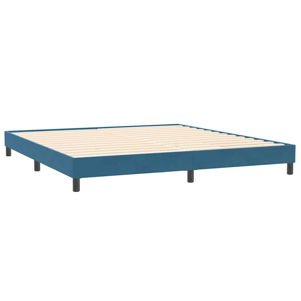 vidaXL Pat cu arcuri fără saltea Albastru închis 200x210 cm catifea vidaXL Pat cu arcuri fără saltea Albastru închis 200x210 cm catifea