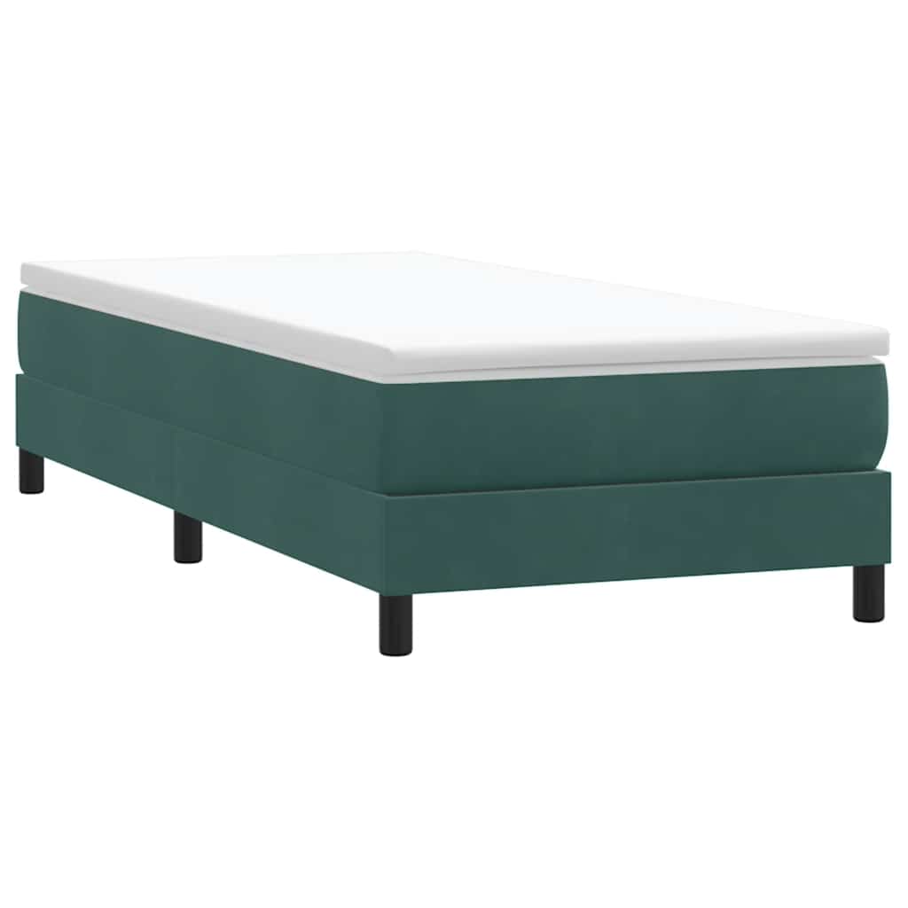 vidaXL Pat cu arcuri fără saltea verde închis 80x220 cm catifea
