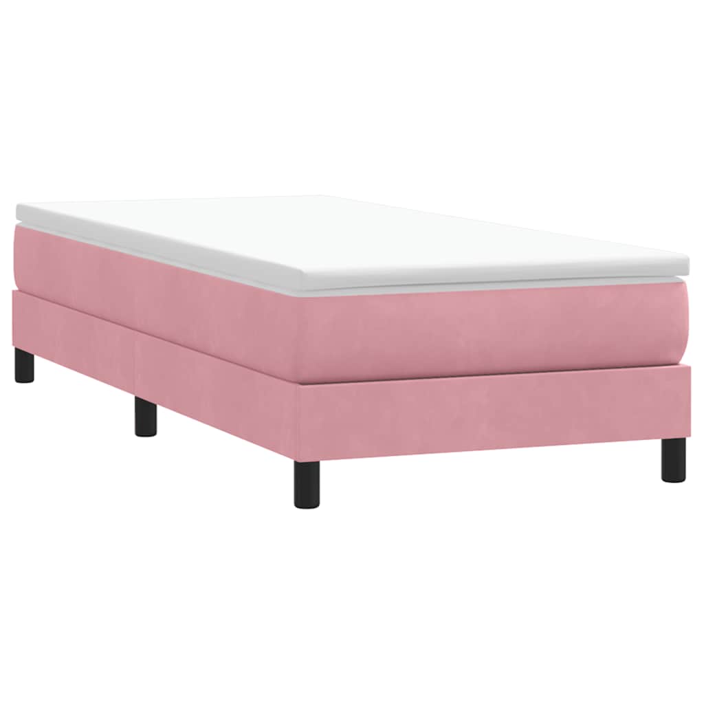 vidaXL Pat cu arcuri fără saltea roz 80x220 cm catifea vidaXL Pat cu arcuri fără saltea roz 80x220 cm catifea