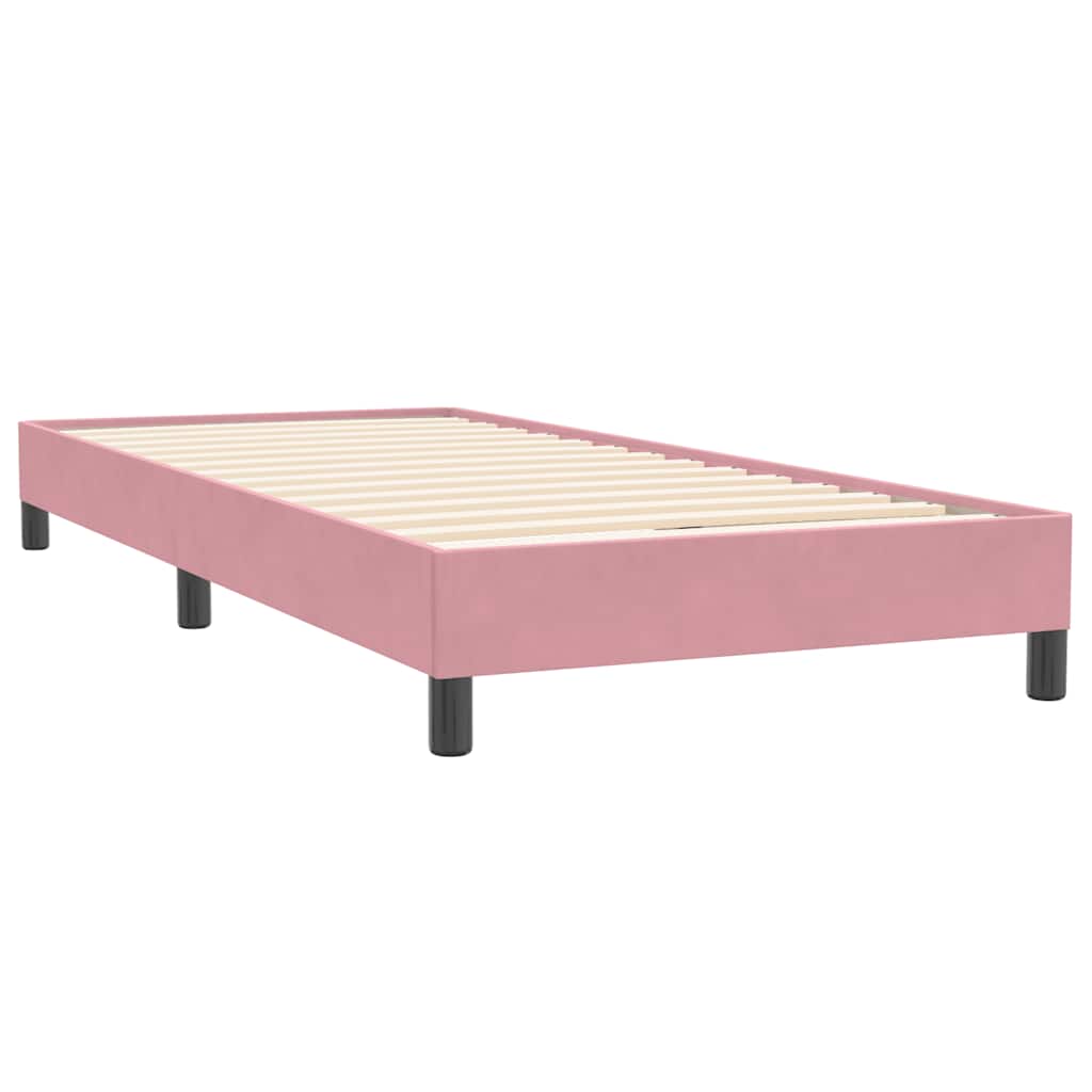 vidaXL Pat cu arcuri fără saltea roz 80x220 cm catifea vidaXL Pat cu arcuri fără saltea roz 80x220 cm catifea