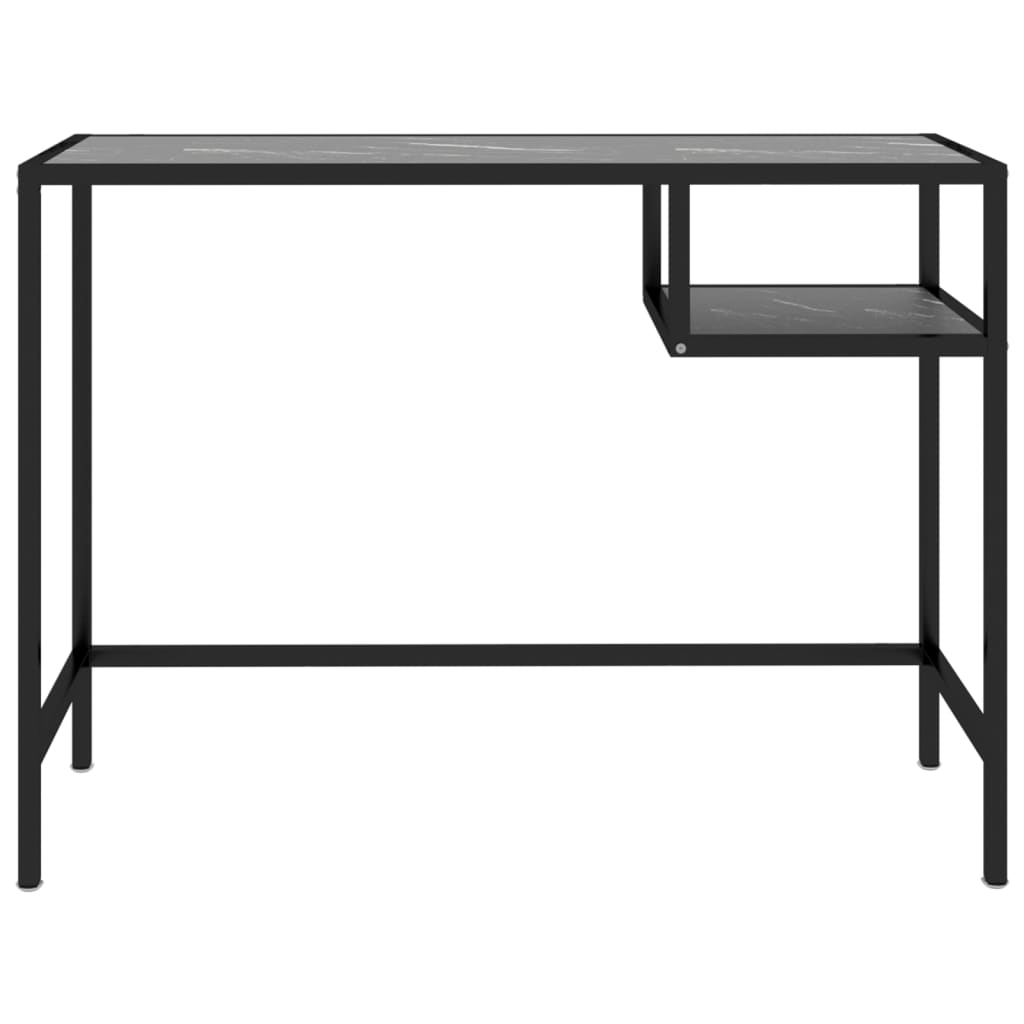 vidaXL Birou calculator, negru marmură, 100x36x74 cm sticlă securizată