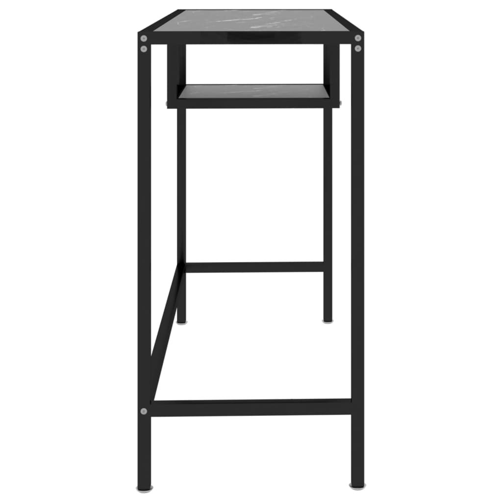 vidaXL Birou calculator, negru marmură, 100x36x74 cm sticlă securizată