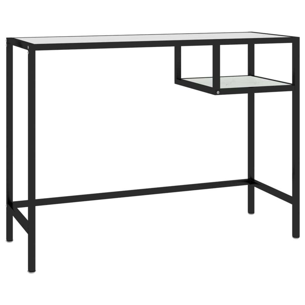 vidaXL Birou calculator, alb marmură, 100x36x74 cm, sticlă securizată vidaXL Birou calculator, alb marmură, 100x36x74 cm, sticlă securizată