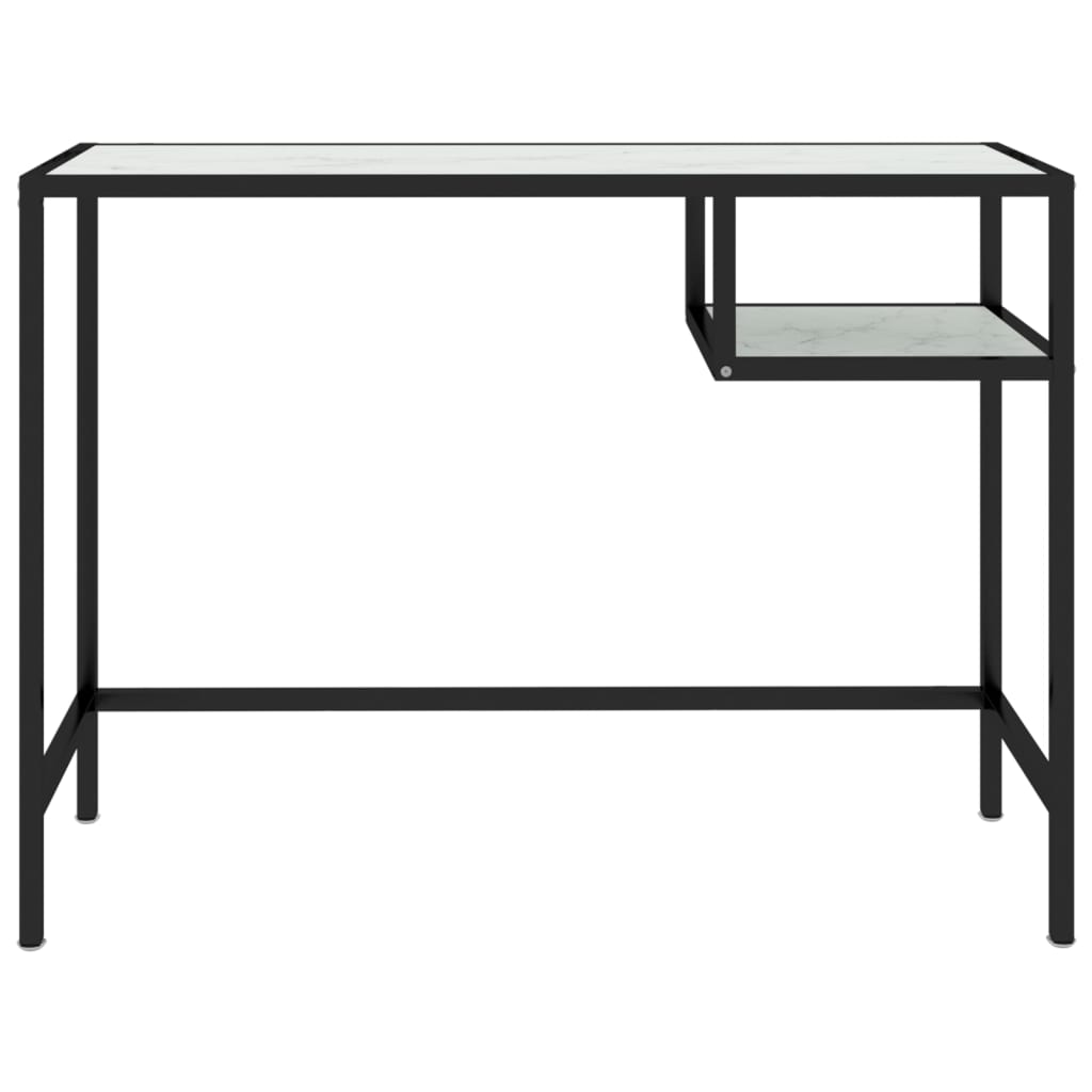 vidaXL Birou calculator, alb marmură, 100x36x74 cm, sticlă securizată vidaXL Birou calculator, alb marmură, 100x36x74 cm, sticlă securizată