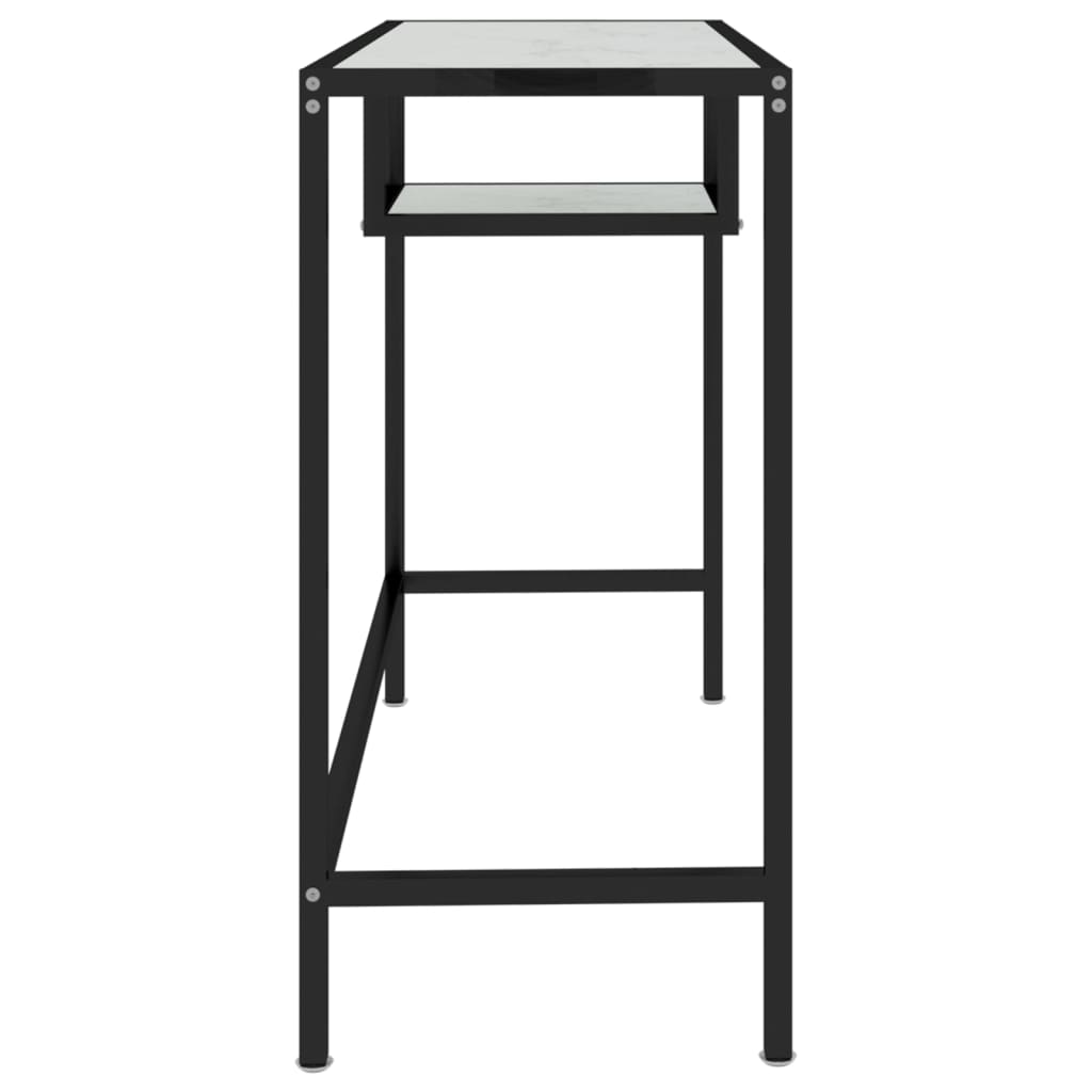 vidaXL Birou calculator, alb marmură, 100x36x74 cm, sticlă securizată vidaXL Birou calculator, alb marmură, 100x36x74 cm, sticlă securizată