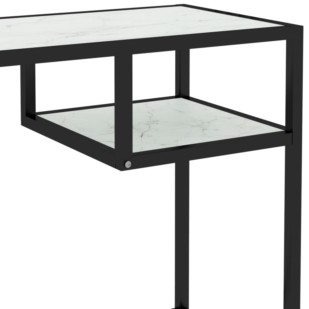 vidaXL Birou calculator, alb marmură, 100x36x74 cm, sticlă securizată vidaXL Birou calculator, alb marmură, 100x36x74 cm, sticlă securizată