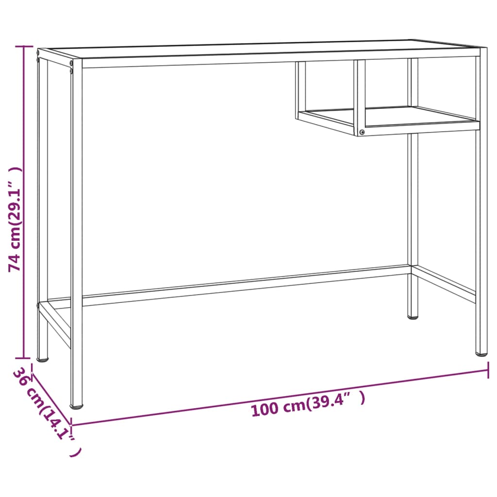 vidaXL Birou calculator, alb marmură, 100x36x74 cm, sticlă securizată vidaXL Birou calculator, alb marmură, 100x36x74 cm, sticlă securizată