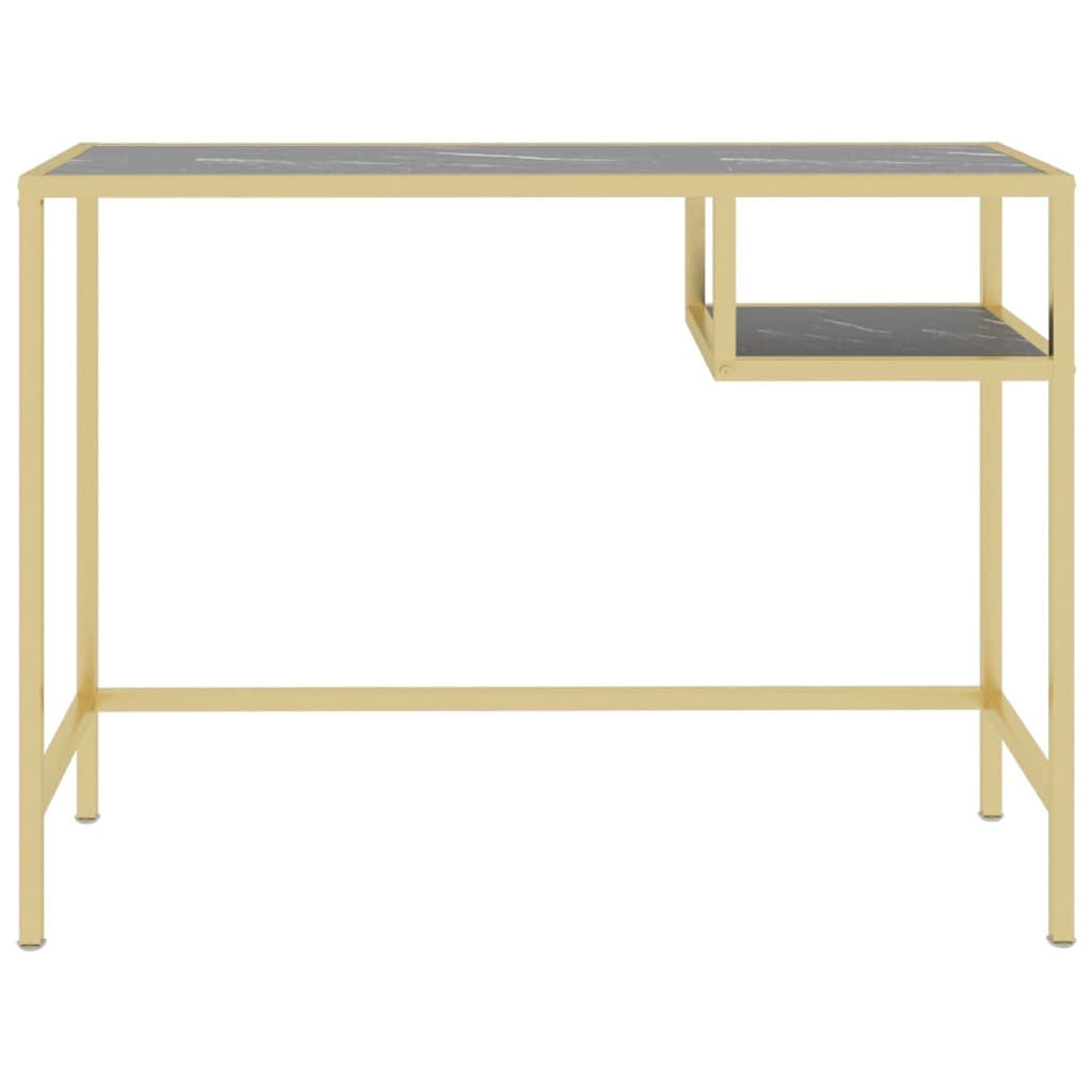 vidaXL Birou calculator, negru marmură, 100x36x74 cm sticlă securizată vidaXL Birou calculator, negru marmură, 100x36x74 cm sticlă securizată