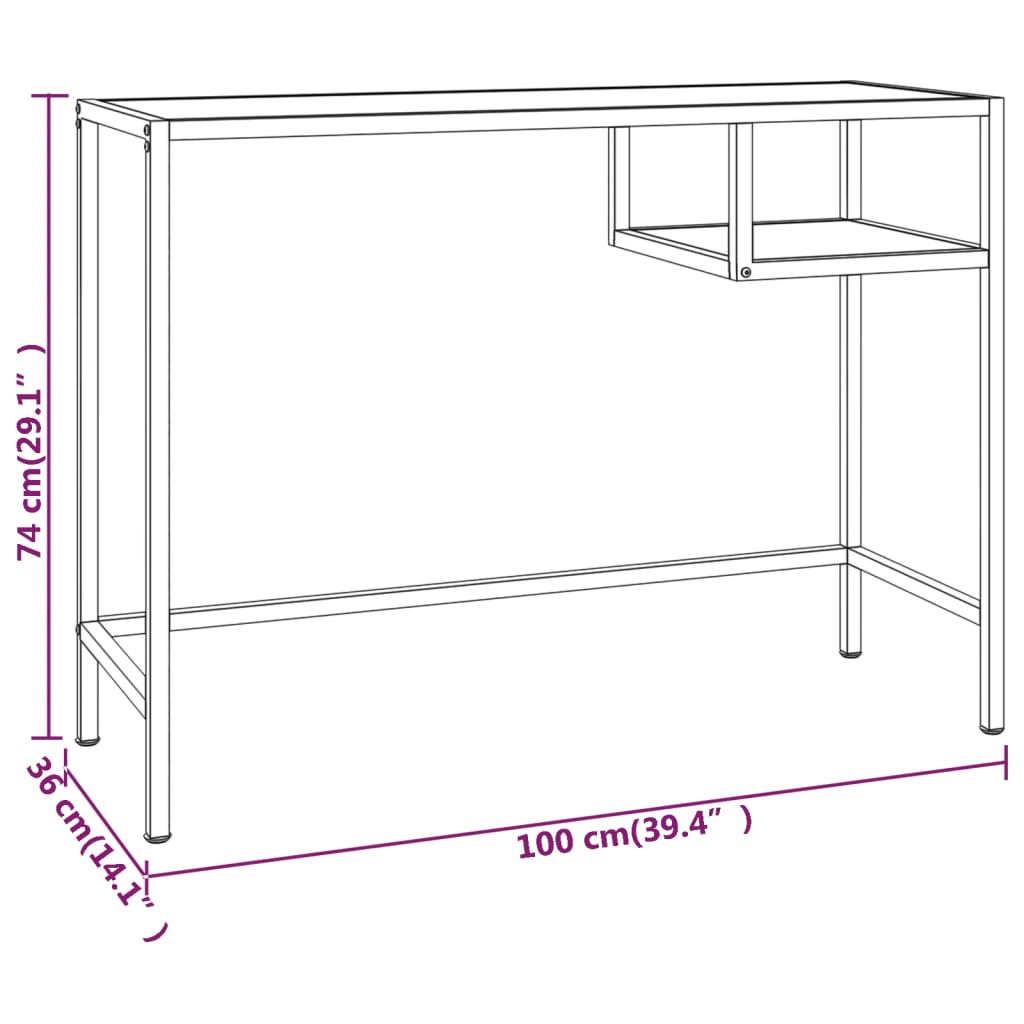 vidaXL Birou calculator, negru marmură, 100x36x74 cm sticlă securizată vidaXL Birou calculator, negru marmură, 100x36x74 cm sticlă securizată