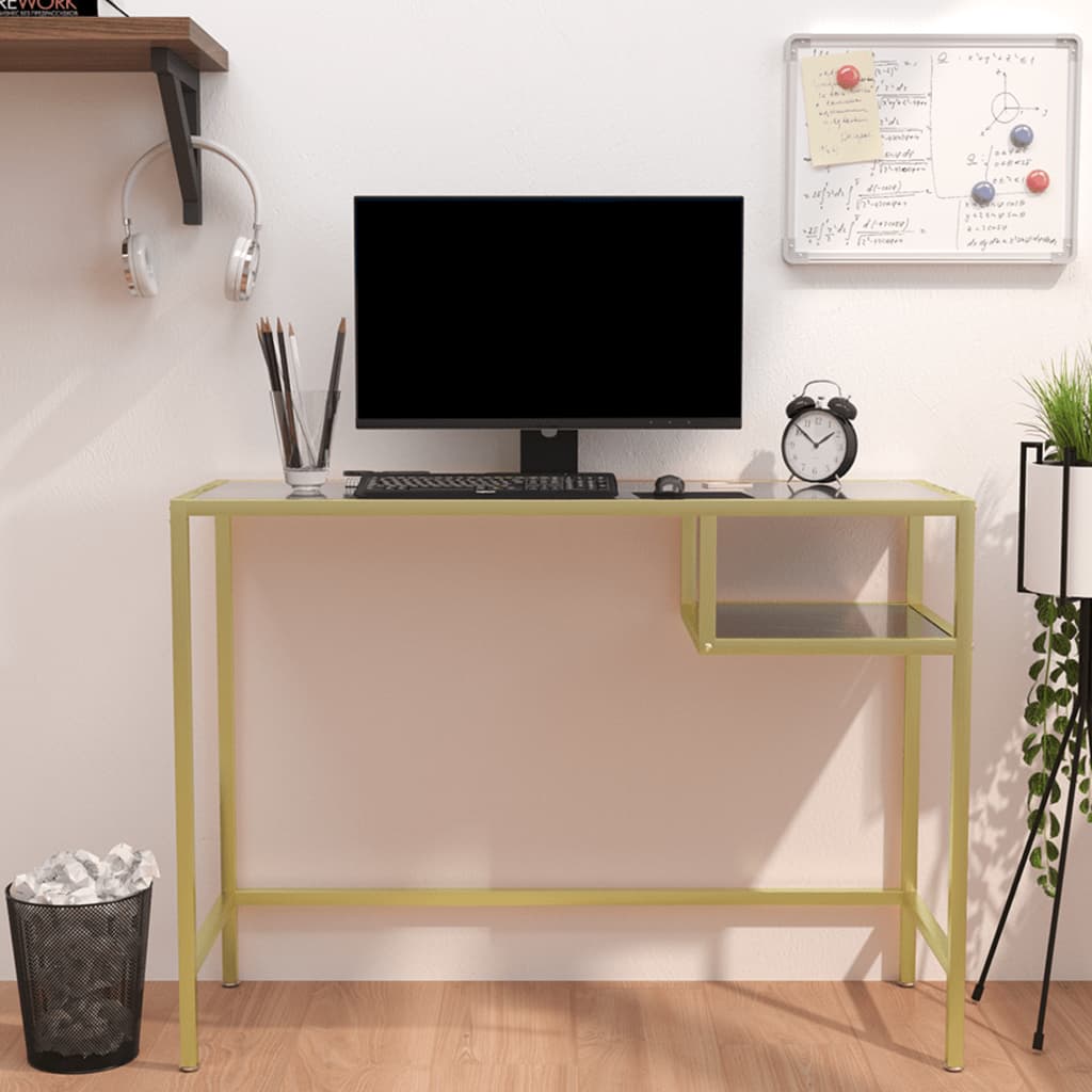 vidaXL Birou calculator, negru marmură, 100x36x74 cm sticlă securizată vidaXL Birou calculator, negru marmură, 100x36x74 cm sticlă securizată