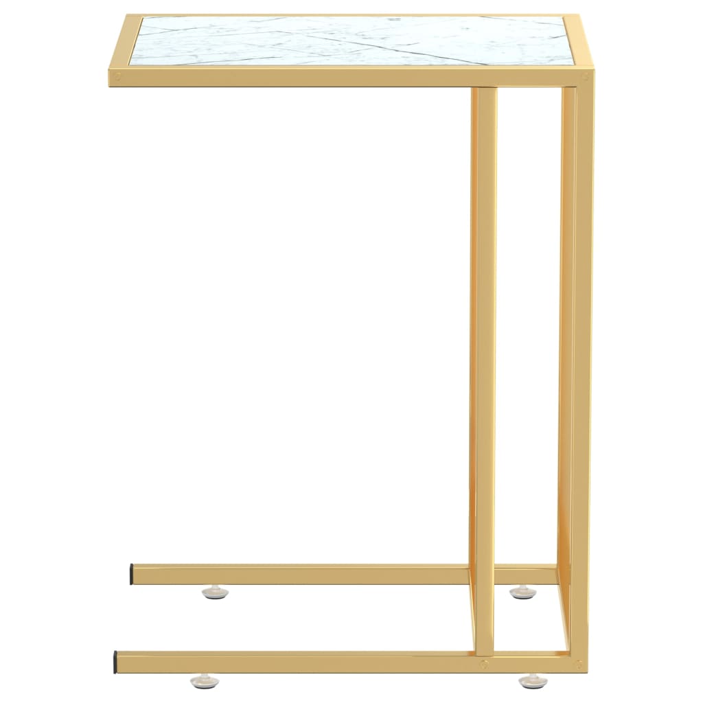 vidaXL Masă laterală de calculator, alb marmură, 50x35x65 cm, sticlă vidaXL Masă laterală de calculator, alb marmură, 50x35x65 cm, sticlă