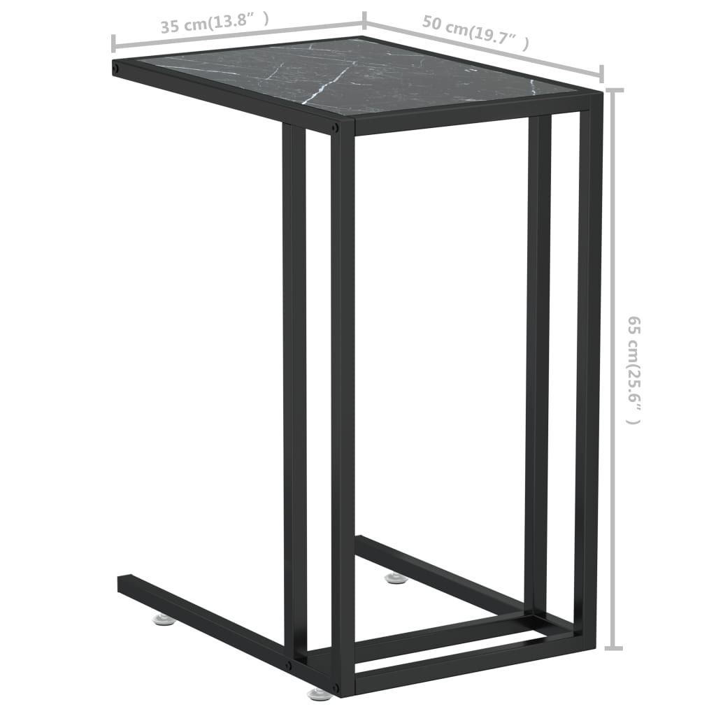 vidaXL Masă laterală de calculator negru marmură 50x35x65 cm sticlă vidaXL Masă laterală de calculator negru marmură 50x35x65 cm sticlă
