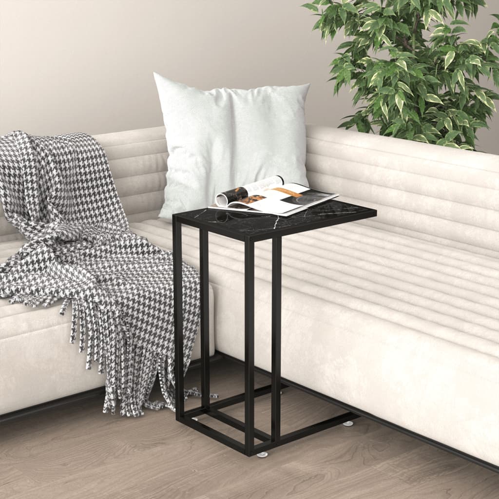 vidaXL Masă laterală de calculator negru marmură 50x35x65 cm sticlă vidaXL Masă laterală de calculator negru marmură 50x35x65 cm sticlă