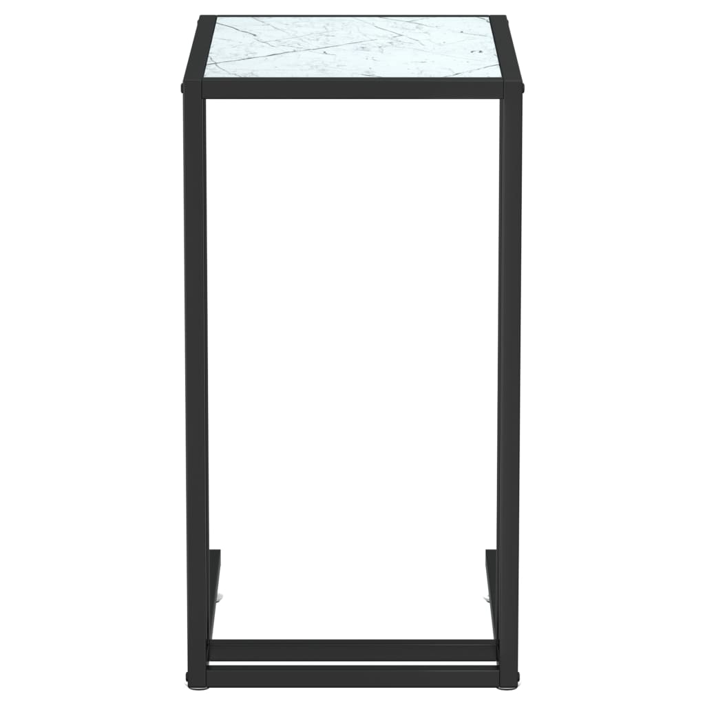 vidaXL Masă laterală de calculator, alb marmură, 50x35x65 cm, sticlă vidaXL Masă laterală de calculator, alb marmură, 50x35x65 cm, sticlă