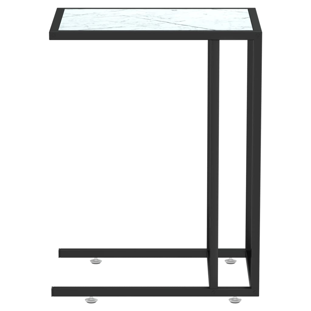 vidaXL Masă laterală de calculator, alb marmură, 50x35x65 cm, sticlă vidaXL Masă laterală de calculator, alb marmură, 50x35x65 cm, sticlă