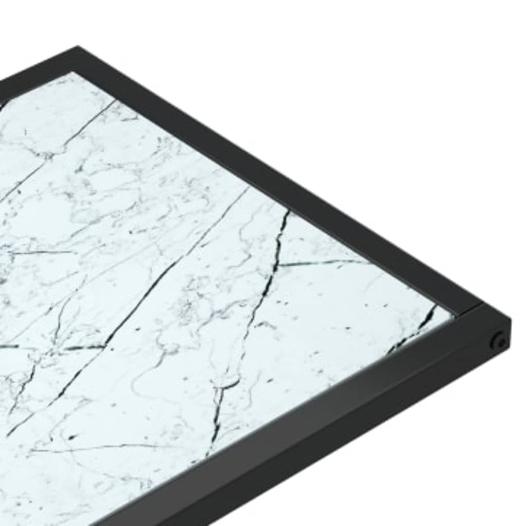 vidaXL Masă laterală de calculator, alb marmură, 50x35x65 cm, sticlă vidaXL Masă laterală de calculator, alb marmură, 50x35x65 cm, sticlă