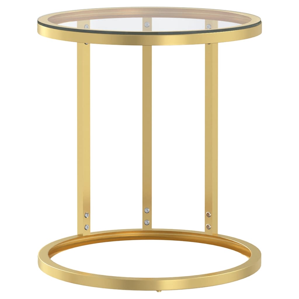 vidaXL Masă laterală, auriu și transparent,45 cm, sticlă securizată vidaXL Masă laterală, auriu și transparent,45 cm, sticlă securizată