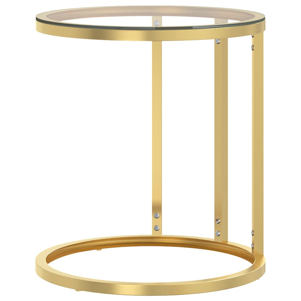 vidaXL Masă laterală, auriu și transparent,45 cm, sticlă securizată vidaXL Masă laterală, auriu și transparent,45 cm, sticlă securizată