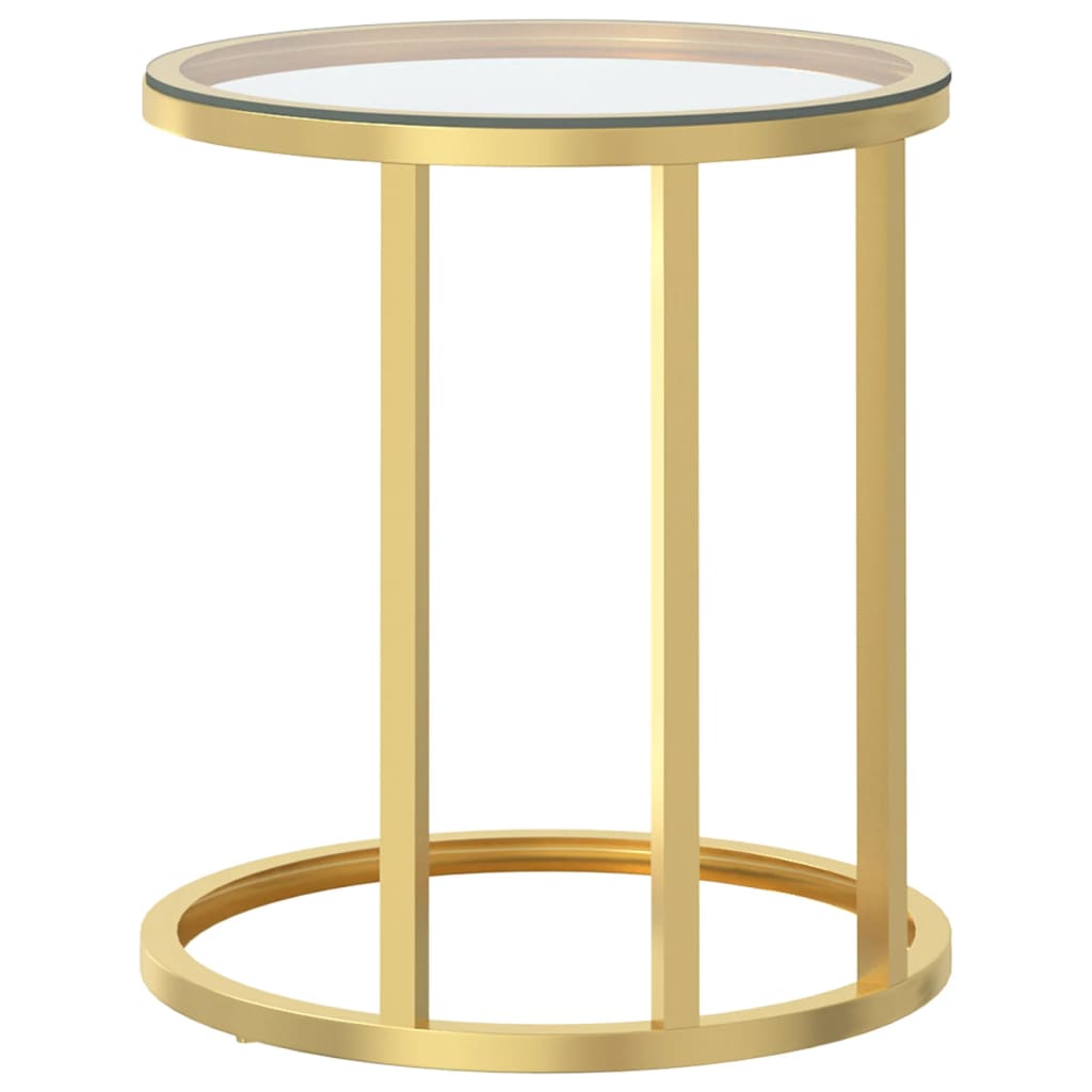 vidaXL Masă laterală, auriu și transparent,45 cm, sticlă securizată vidaXL Masă laterală, auriu și transparent,45 cm, sticlă securizată