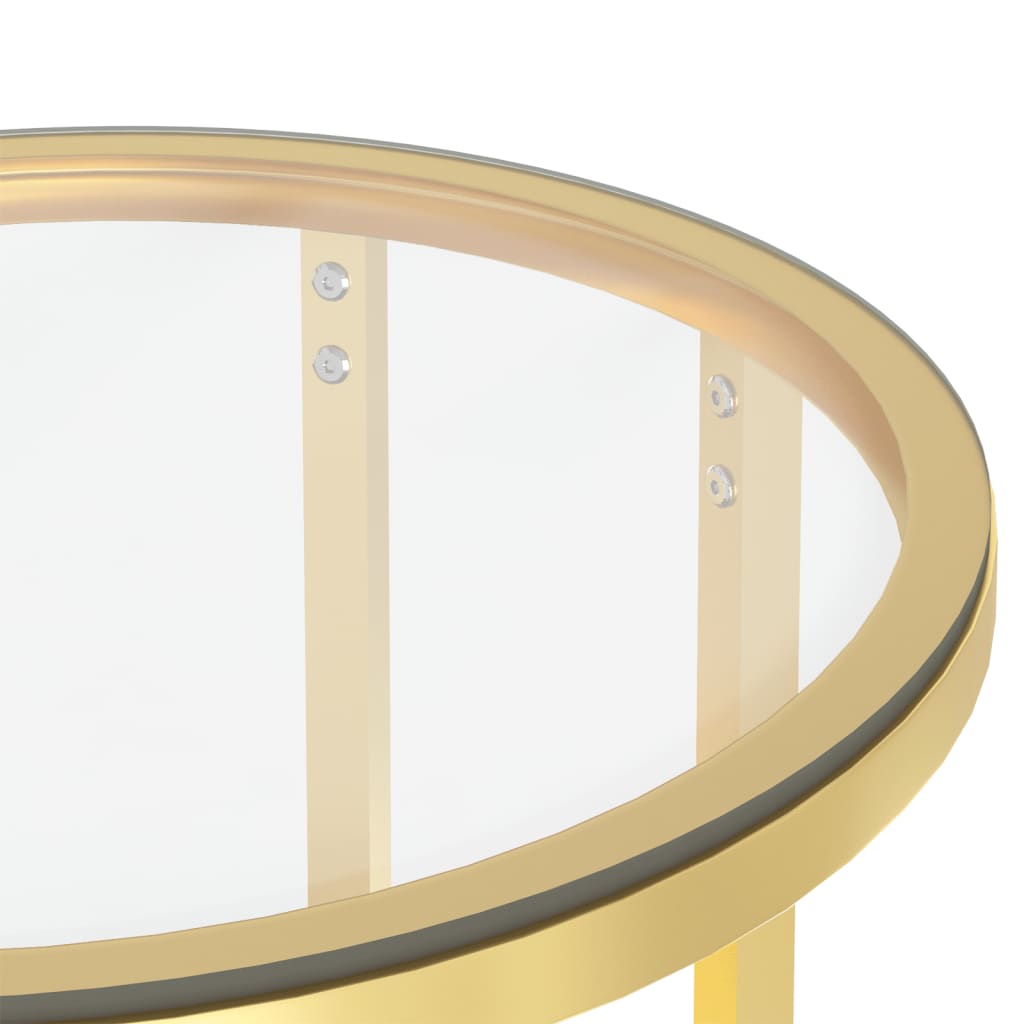 vidaXL Masă laterală, auriu și transparent,45 cm, sticlă securizată vidaXL Masă laterală, auriu și transparent,45 cm, sticlă securizată