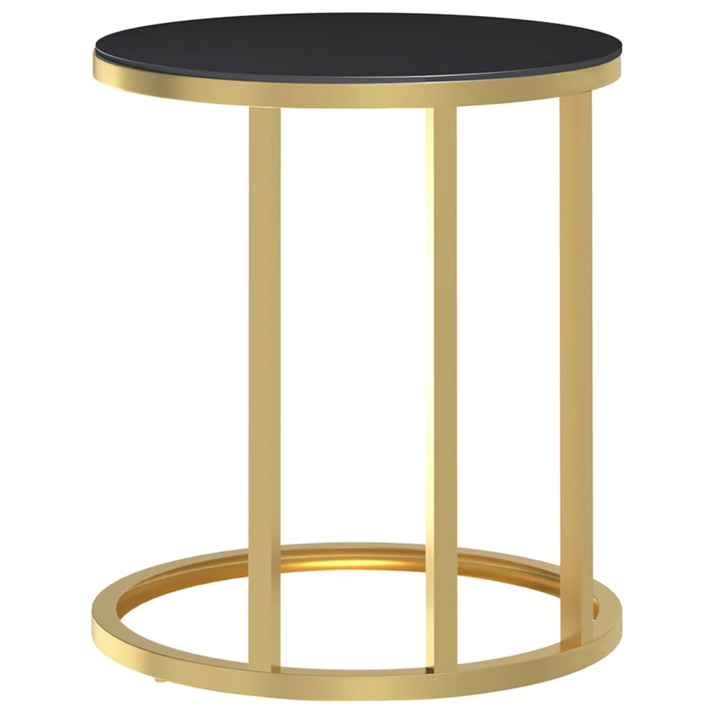 vidaXL Masă laterală,45 cm, auriu și negru, sticlă securizată vidaXL Masă laterală,45 cm, auriu și negru, sticlă securizată