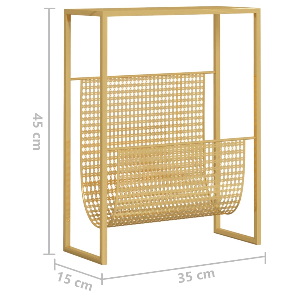 vidaXL Raft de reviste, auriu, 35x15x45 cm, oțel vidaXL Raft de reviste, auriu, 35x15x45 cm, oțel