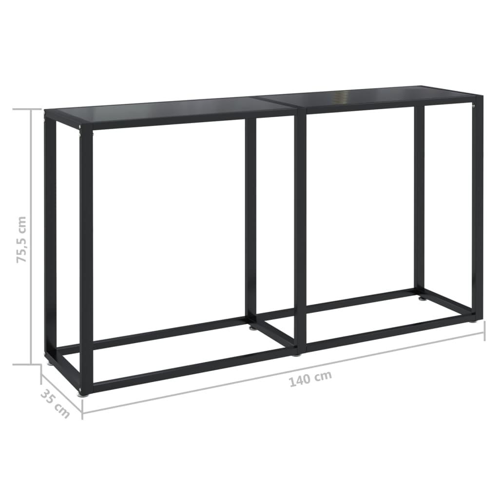 vidaXL Masă consolă, negru, 140x35x75,5 cm, sticlă securizată
