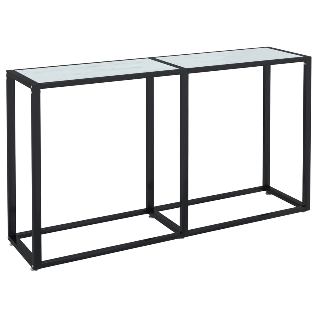 vidaXL Masă consolă, marmură albă, 140x35x75,5 cm, sticlă securizată