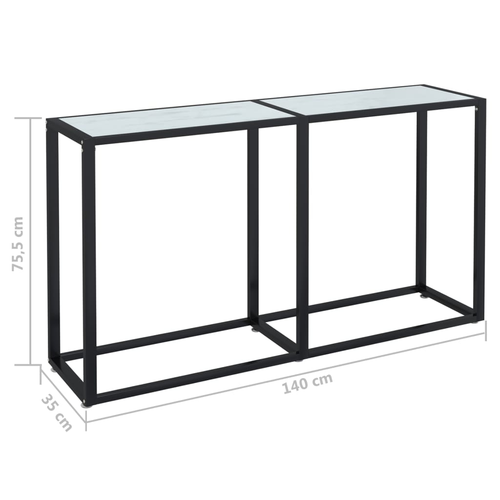 vidaXL Masă consolă, marmură albă, 140x35x75,5 cm, sticlă securizată